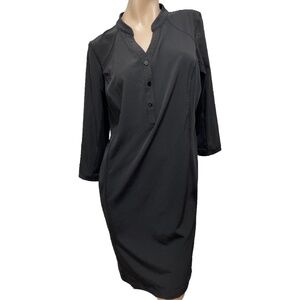 Chico's Dress Black Size 1 (Comparable to US Size 8) Three Snap Front 3/4 Slv